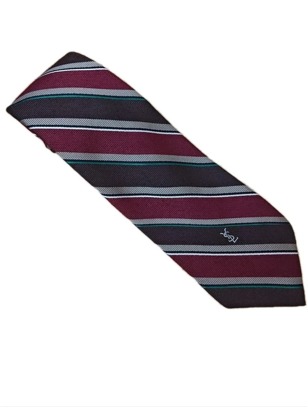 Vtg Yves Saint Laurent Devereaux Styles Italian Wool Silk Repp Neck Tie Striped